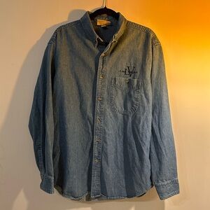 Vintage ‘Las Vegas’ Denim Jean Button Down Shirt, Men’s Size Large